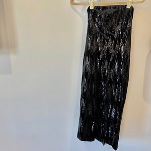 Jay Godfrey Midi Black Sequin Strapless Dress